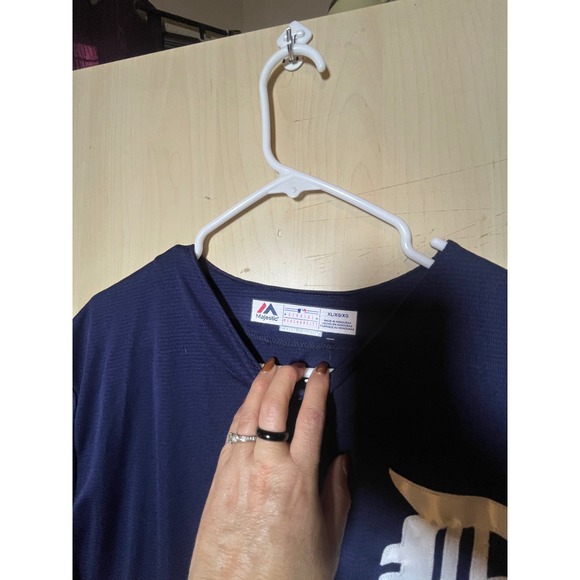 Majestic Detroit Tigers MLB Baseball Jersey Men's XL Coolbase Navy D Logo - Picture 6 of 8